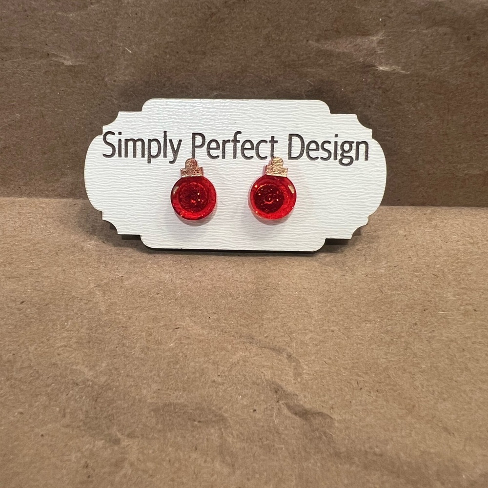 Red Ornament Stud Earrings